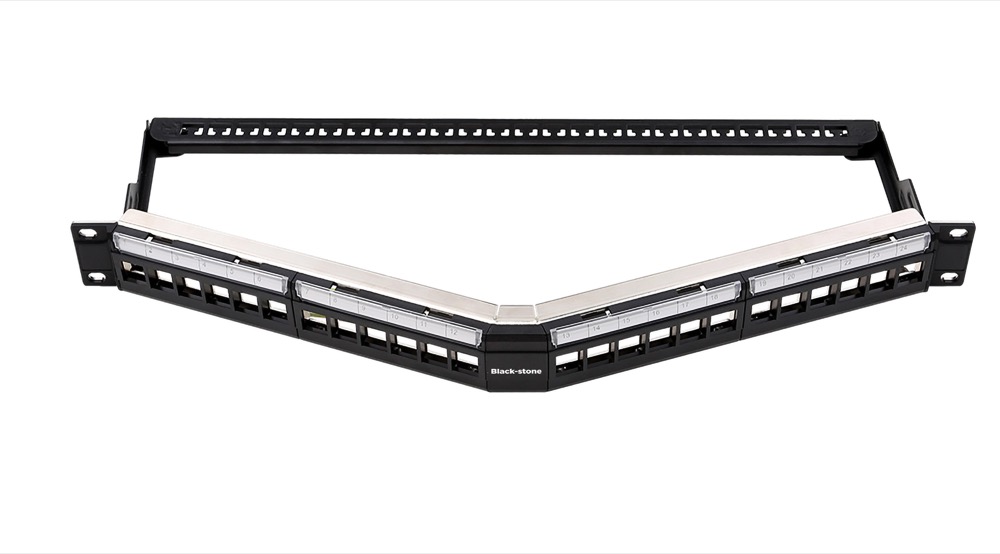 BLACKSTONE Unshielded, 24-Port Angle Empty Patch Panel, 1RU- BSPPM600F-angel