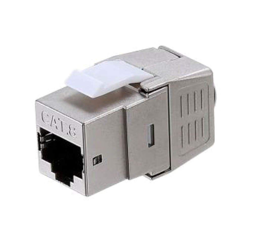 BLACKSTONE CAT7 RJ45 Shielded Punch Down Keystone Jack Module, Silver
