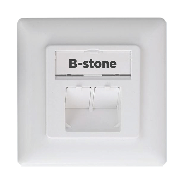 Black-stone 80 Style 2-Port CAT6A Shielded Dust-proof Faceplate- BSFPUK2-80D