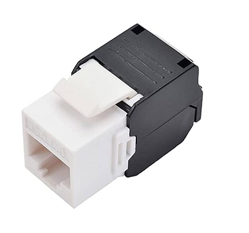 BLACKSTONE CAT6 RJ45 Unshielded Toolless Keystone Jack Module, White-Black