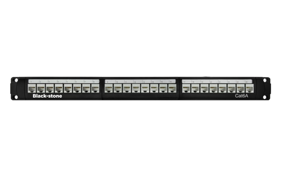 BLACKSTONE CAT6A Unshielded, 24-Port Fully Loaded Patch Panel, 1RU - BSP-PM60024